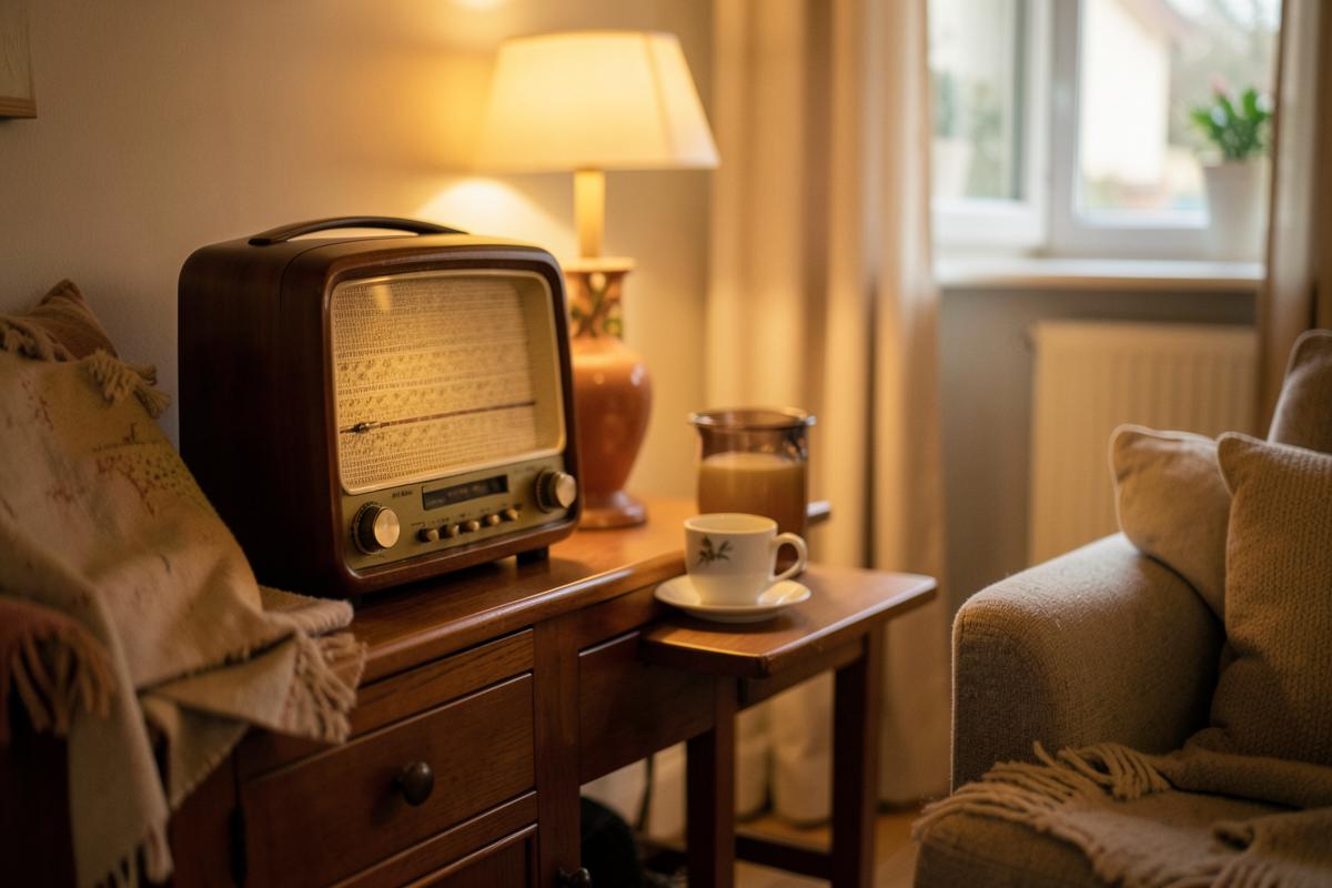 Warmes Radio im Wohnzimmer – gemeinsames Zuhören in der Familie